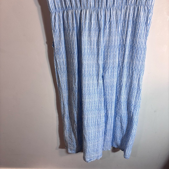 Smash + Tess SZ M Searsucker Light Blue Jumpsuit Tie Waist Wide Leg Pockets - Picture 11 of 11